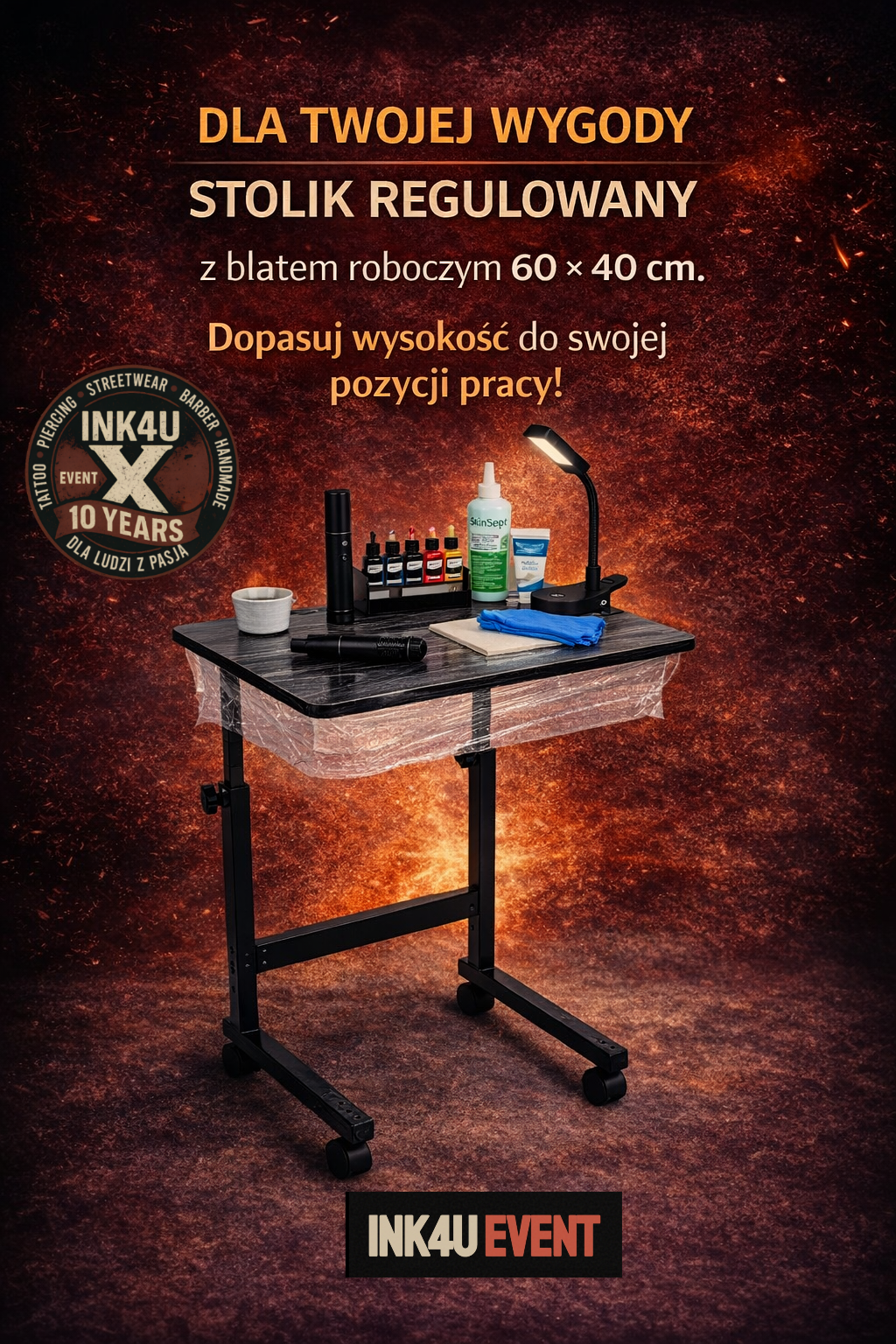 Stolik regulowany 60x40